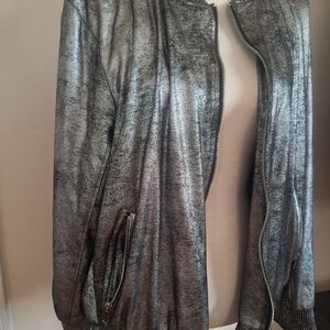 REBEL Stylish Metallic Bomber Jacket